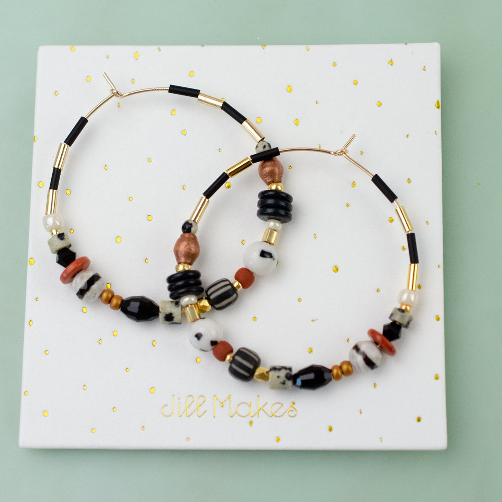 Mocha Beaded Hoops