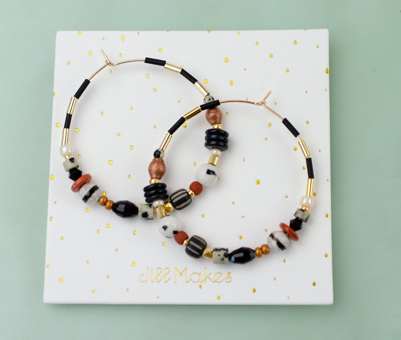 Mocha Beaded Hoops