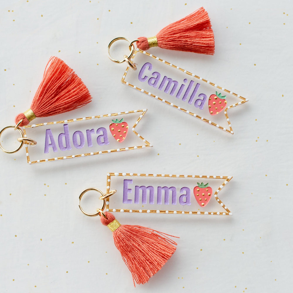 Personalized Strawberry Keychain