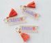 Personalized Name keychain, Strawberry keychain, custom name keychain, acrylic clear name keychain, tassel name keychain, fruit keychain,