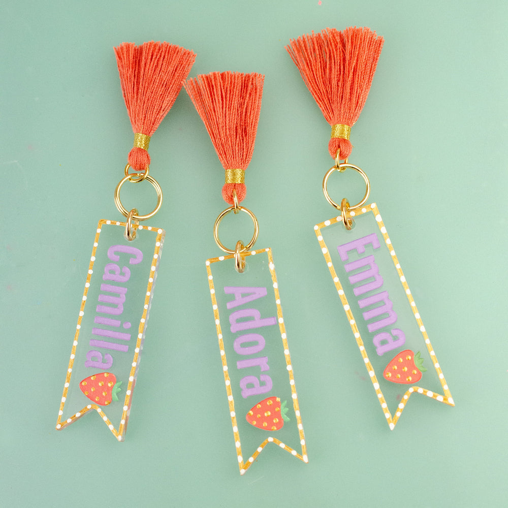 Personalized Strawberry Keychain