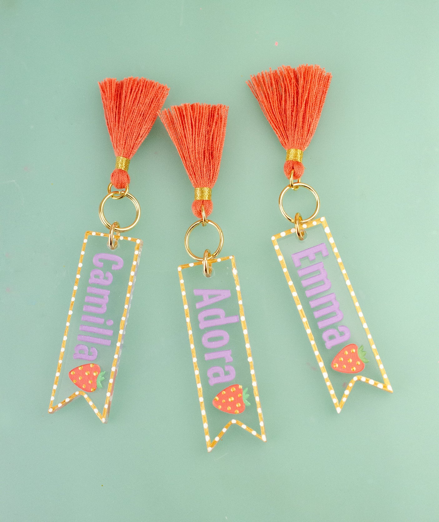 Personalized Strawberry Keychain
