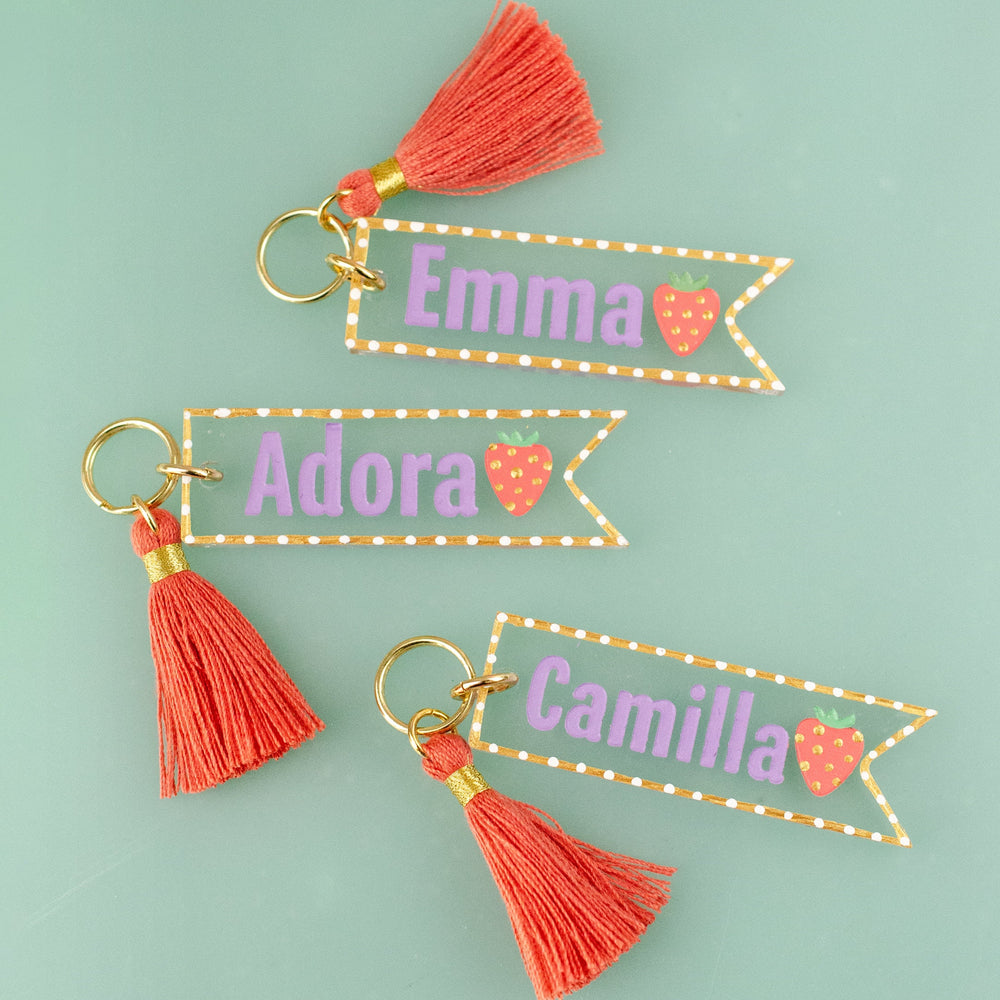 Personalized Strawberry Keychain