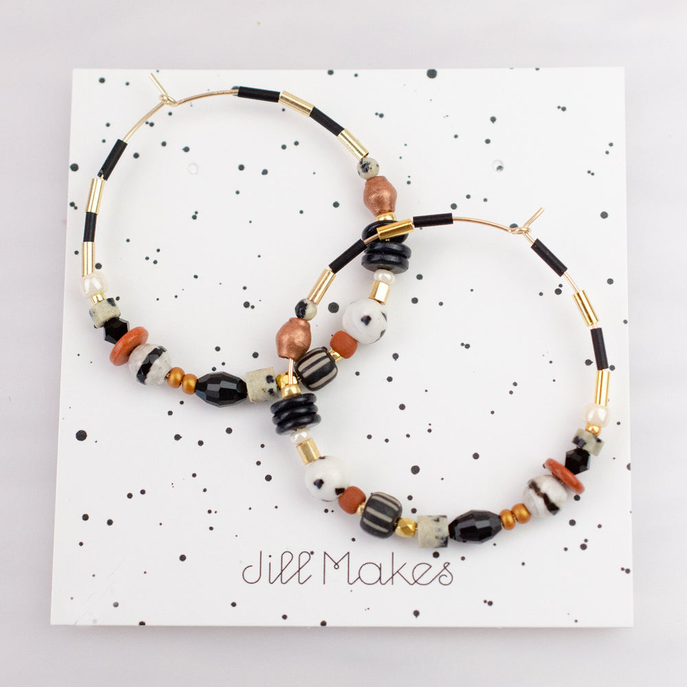 Mocha Beaded Hoops