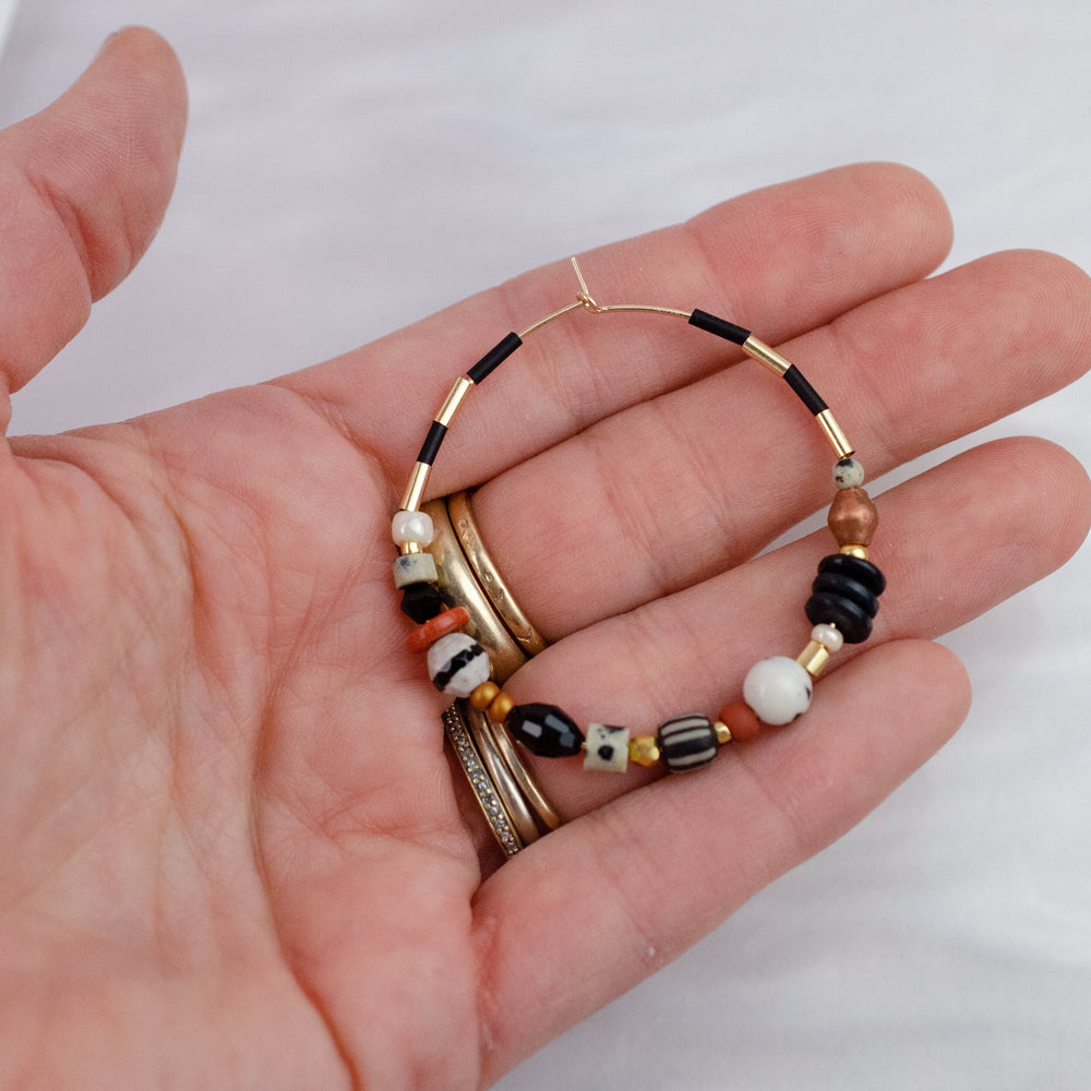 Mocha Beaded Hoops