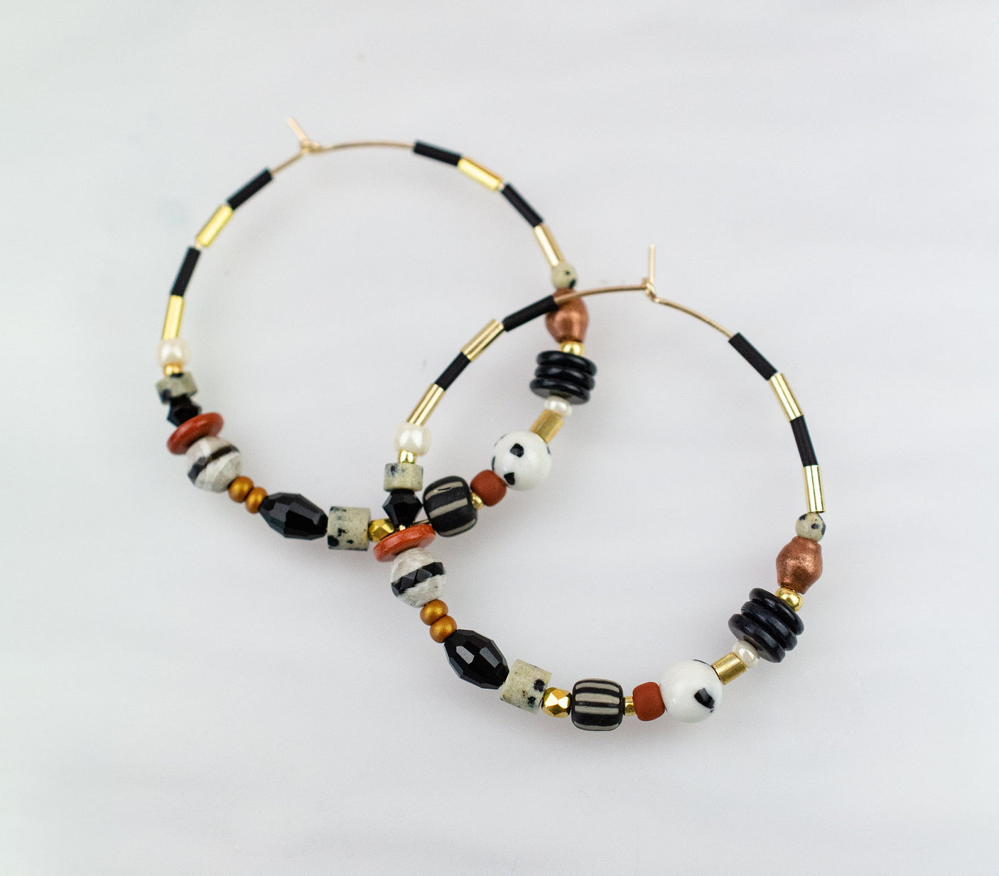 Mocha Beaded Hoops