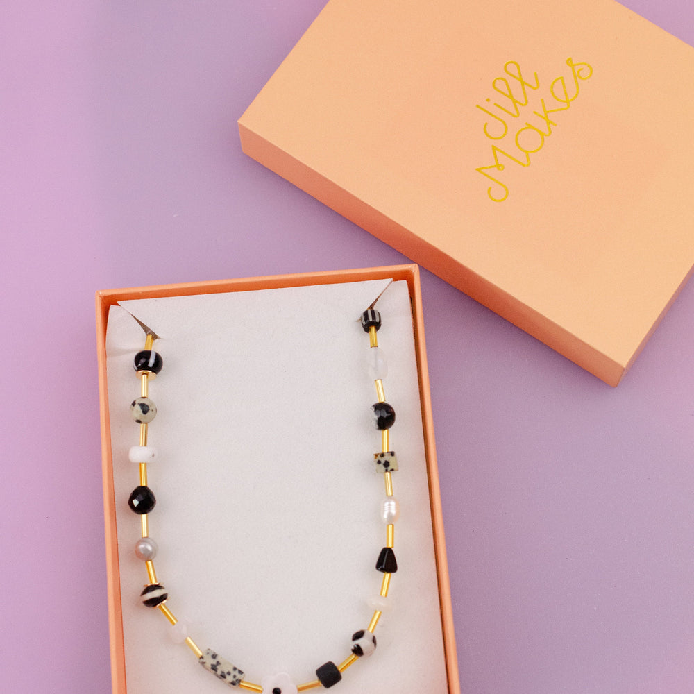 Black and white Beaded Necklace